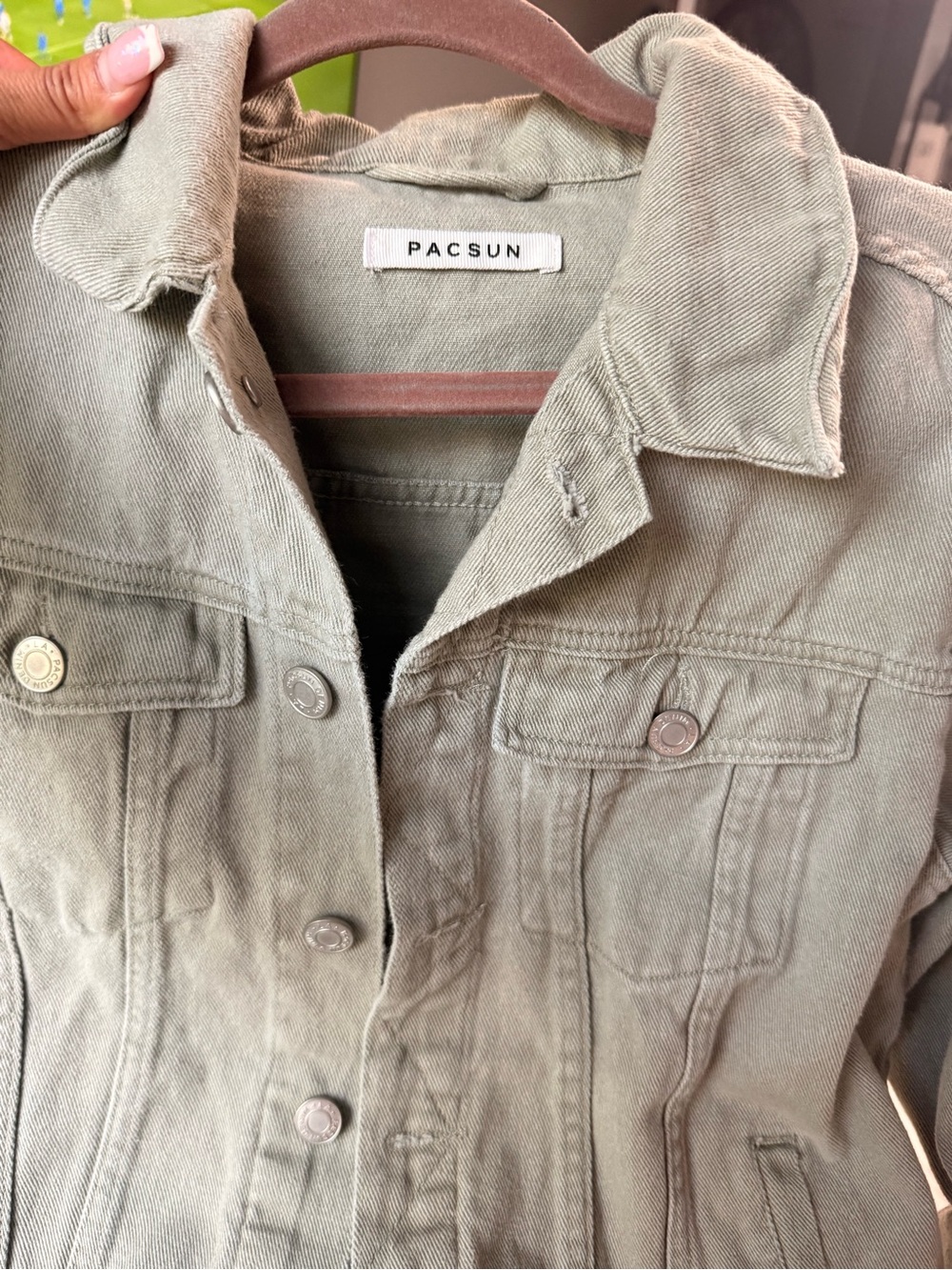 PacSun Women's Sage Green Utility Jean Jacket